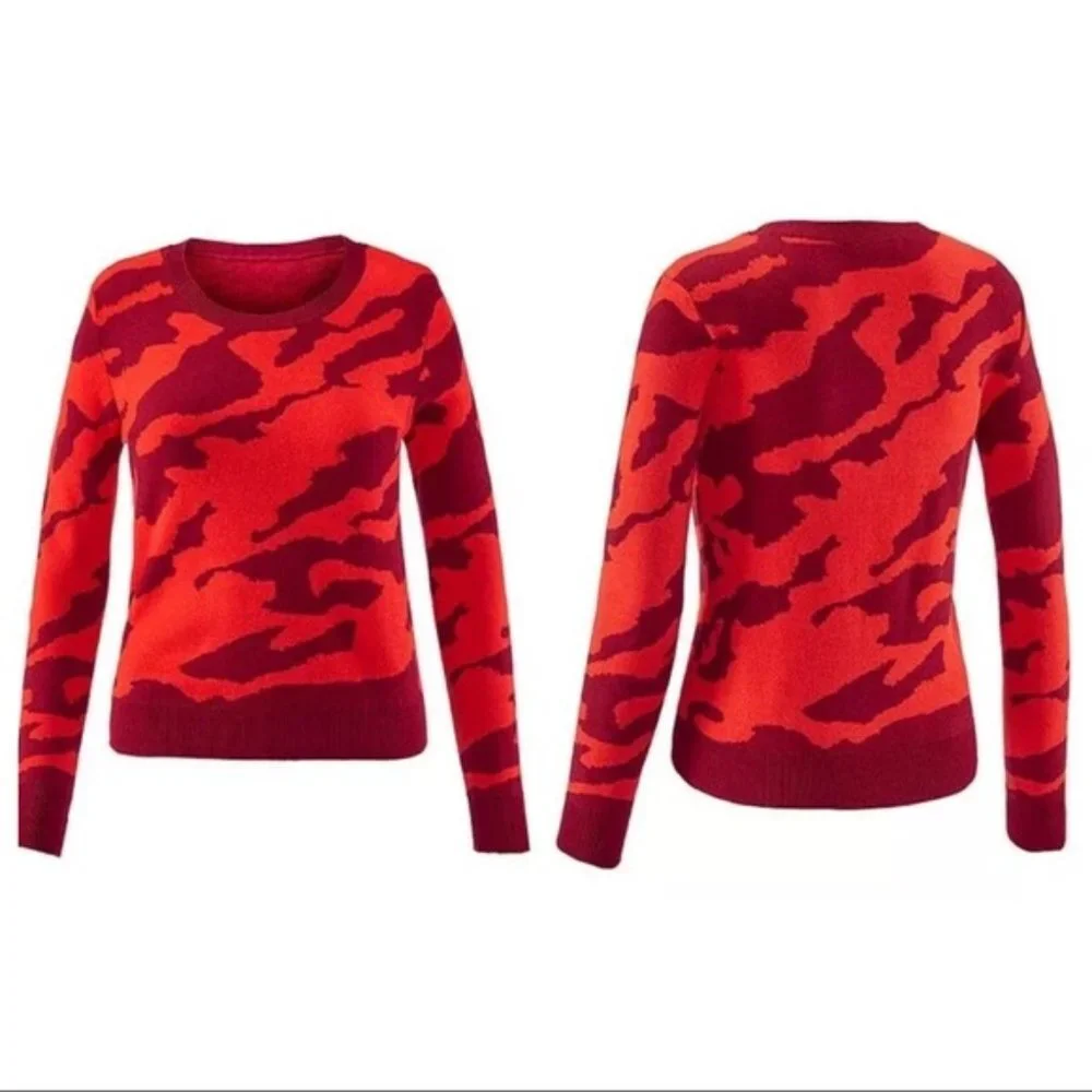 CAbi 3158 Red Camo Pullover Sweater
